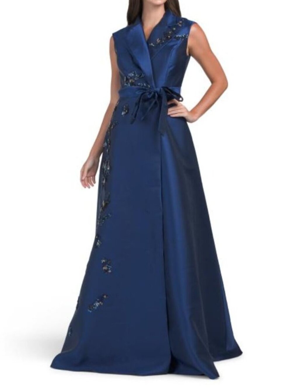 RENE BY RENE RUIZ Sleeveless Embellished Mikado Gown